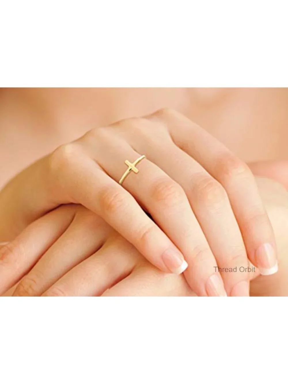 Sterling Silver Sideways Cross Ring for Women